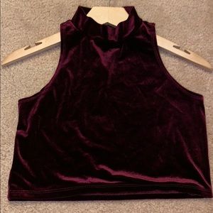 Maroon Velvet Crop Top